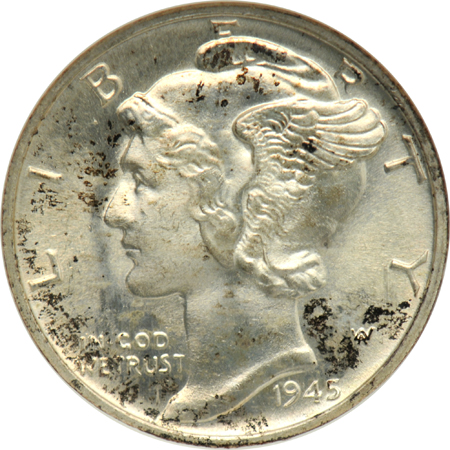1943-S MS-66+ FB, and a 1945 MS-66, both NGC