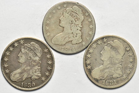 Eleven Bust half-dollars