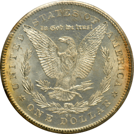 Three silver dollars in blue GSA envelopes