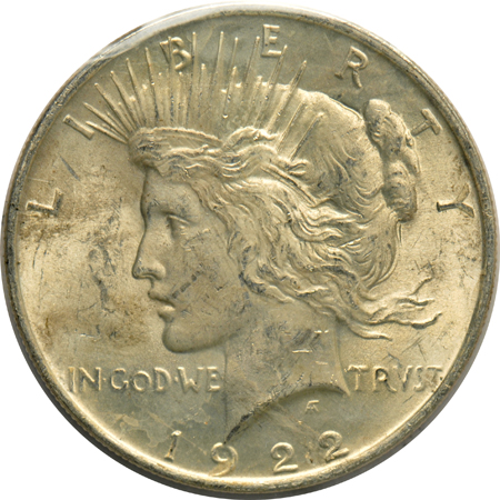 Three silver dollars in blue GSA envelopes