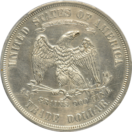 Four PCGS certified Trade dollars, all AU details/cleaned