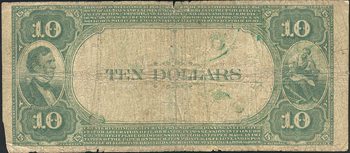 1882 $10 Value Back - Bellefontaine, OH Charter #2480 - Good