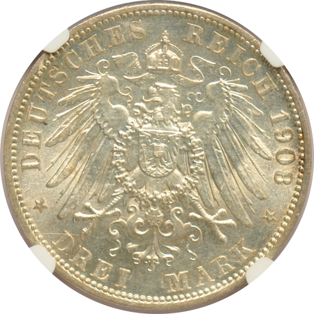 Multiple - 1908-A Germany 3M MS-65, 1912 EB Russia Rouble XF-45, and a 1928-A Germany 5M MS-63, all NGC