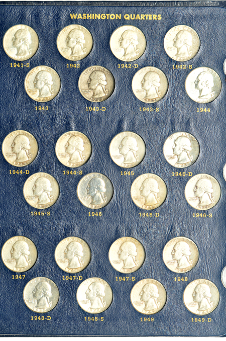Collection of Washington quarters in a Whitman 9122 album