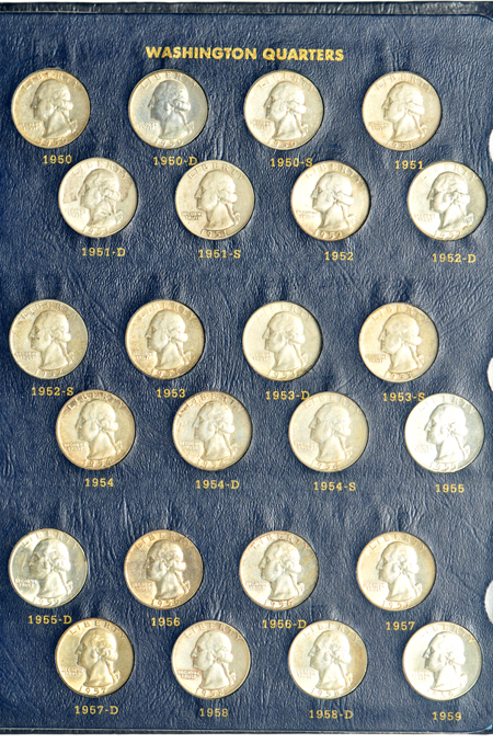 Collection of Washington quarters in a Whitman 9122 album