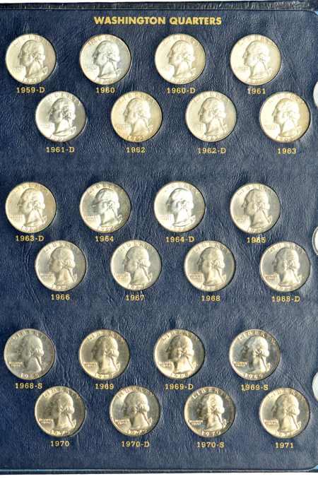 Collection of Washington quarters in a Whitman 9122 album