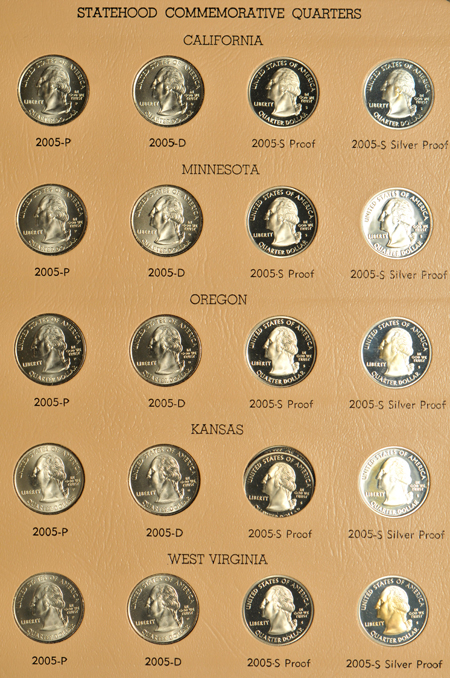 Collection of Washington quarters beginning with 1999, in three Dansco albums