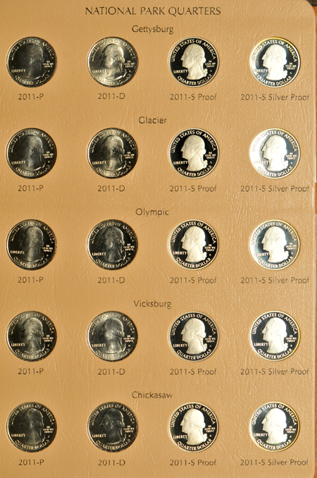 Collection of Washington quarters beginning with 1999, in three Dansco albums