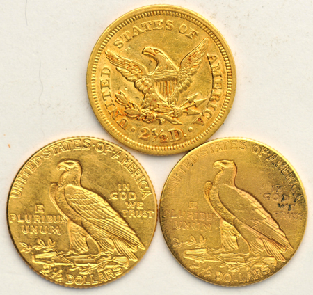 Three quarter-eagles, as described