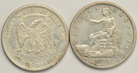 1877-S and 1878-S Trade dollars, XF details