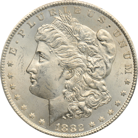 Two 1882-CC MS-63, and an 1883-CC MS-64, all PCGS