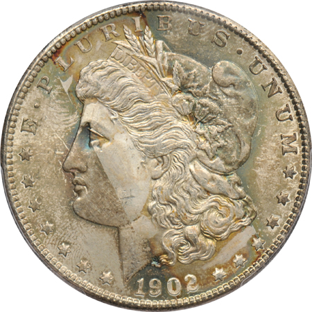 Five Choice Morgan silver dollars certified by PCGS