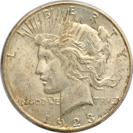 Six Peace silver dollars certified MS-62 by PCGS