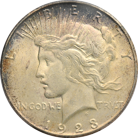 Six Peace silver dollars certified MS-62 by PCGS