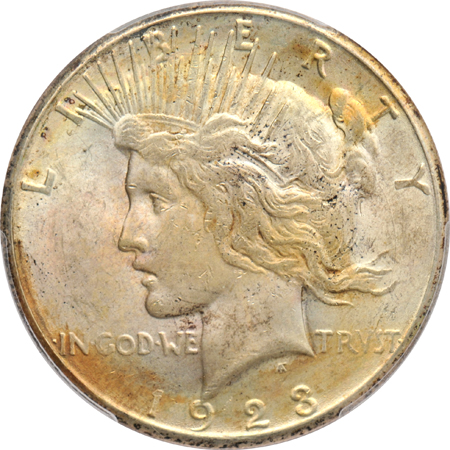 Six Peace silver dollars certified MS-62 by PCGS