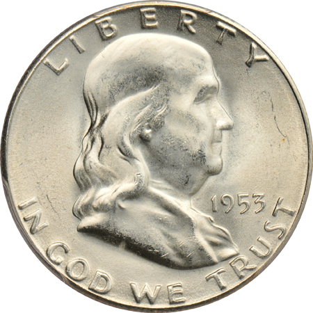 Nine Franklin half-dollars certified MS-65 by PCGS