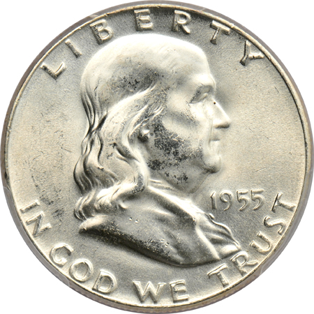 Nine Franklin half-dollars certified MS-65 by PCGS