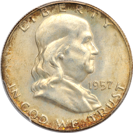 Nine Franklin half-dollars certified MS-65 by PCGS