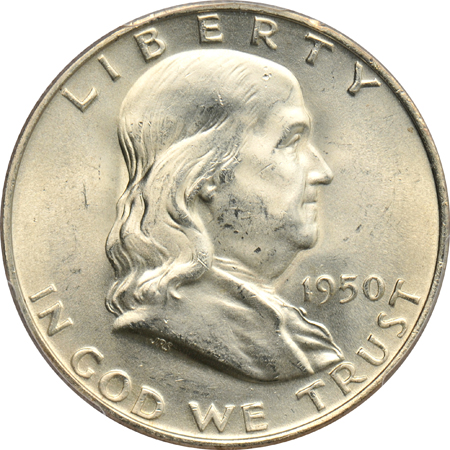 Nineteen Franklin half-dollars certified MS-64FBL by PCGS