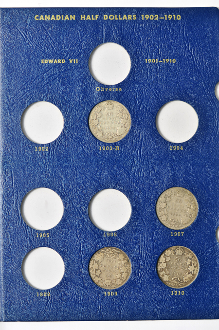 Canada - Partial collection of Canadian half-dollars in a Whitman 9508 album