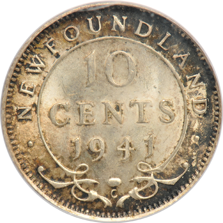 Canada - Newfoundland - 1881 $2 Eliasberg MS-62, 1841-C 10C Belzberg MS-64, and 1945-C 5C Belzberg MS-66, all PCGS
