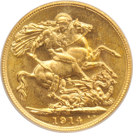 Australia - 1914-M Sovereign - PCGS MS-62