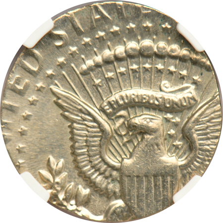 19XX Kennedy half-dollar struck on a dime blank, NGC MS-64