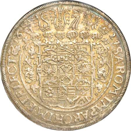 Germany - Saxony 1624 HvR Germany Taler, DAV-7601 - NGC MS-62 (PLATE COIN)