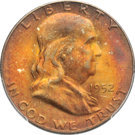1883-O Morgan silver dollar NGC MS-63 Star, and a 1952-S Franklin half-dollar PCGS MS-65+