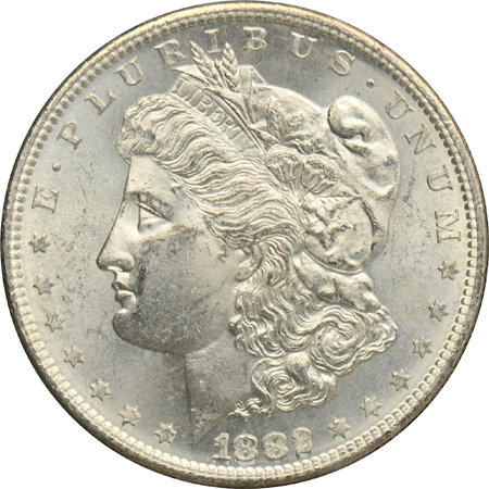 Four non-CC Morgan silver dollars in GSA holders