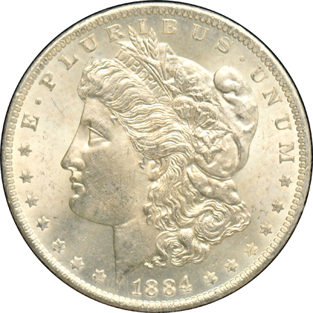 Four non-CC Morgan silver dollars in GSA holders