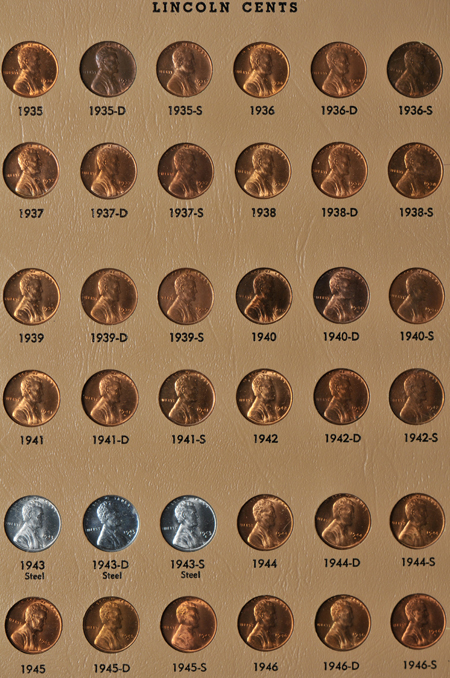 Complete collection of Lincoln cents, including proof-only issues, through 1995-S, in a Dansco 7100 album