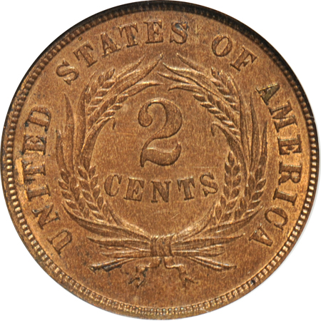 1864/1864 Large Motto AU-55 BN, and an 1868 MS-64 RB, both NGC