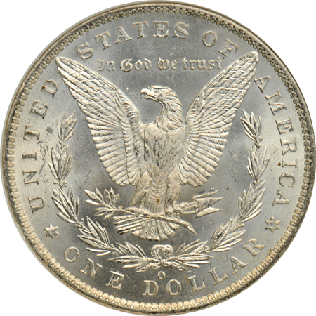 Five different Morgan silver dollars certified MS-65 by NGC