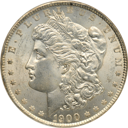 Five different Morgan silver dollars certified MS-65 by NGC