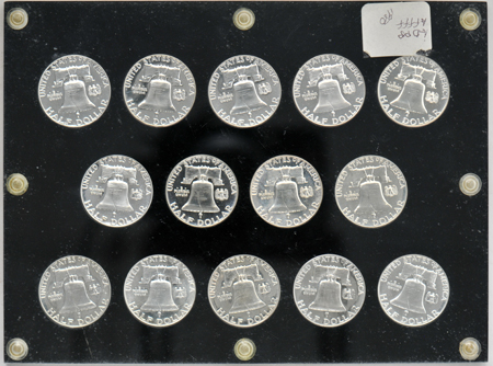 Collection of Proof Franklin half-dollars in a Capital Plastics holder