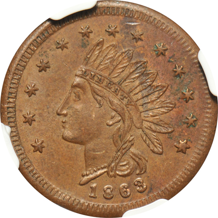 Pair of Civil War tokens, Detroit, MI, both NGC certified UNC.