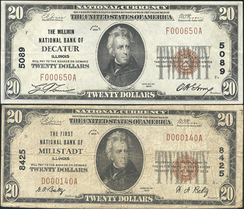 Five Illinois small size National Bank Notes