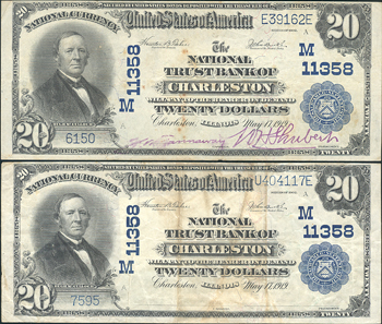 Five Illinois large size National Bank Notes