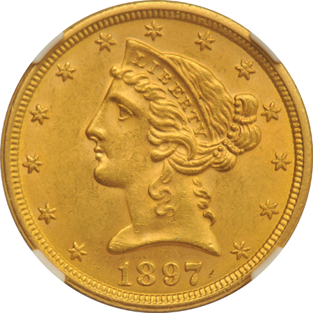 Four certified UNC Liberty half-eagles