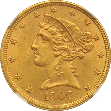 Four certified UNC Liberty half-eagles