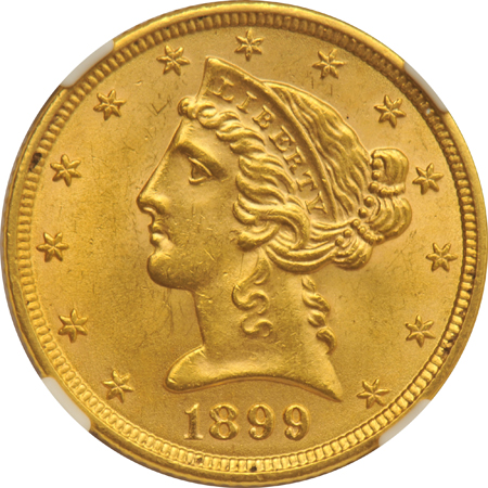 Four certified UNC Liberty half-eagles