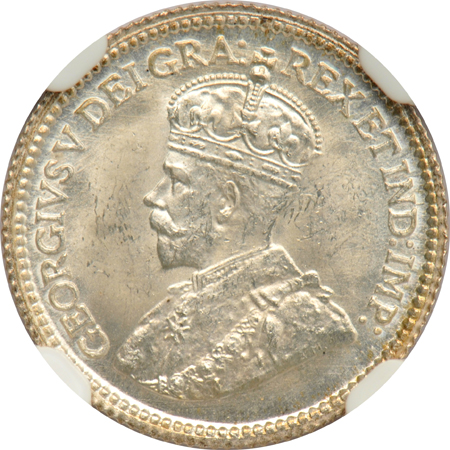 Canada - Four Uncirculated 1913 5C, plus an Uncirculated 1920 10C - all NGC