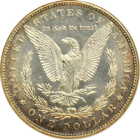 1878 7TF Reverse of 1878 MS-64, 1880 MS-64, and an 1887 MS-65 PL, all NGC