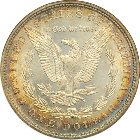 1878 7TF Reverse of 1878 MS-64, 1880 MS-64, and an 1887 MS-65 PL, all NGC