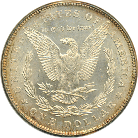 1878 7TF Reverse of 1878 MS-64, 1880 MS-64, and an 1887 MS-65 PL, all NGC