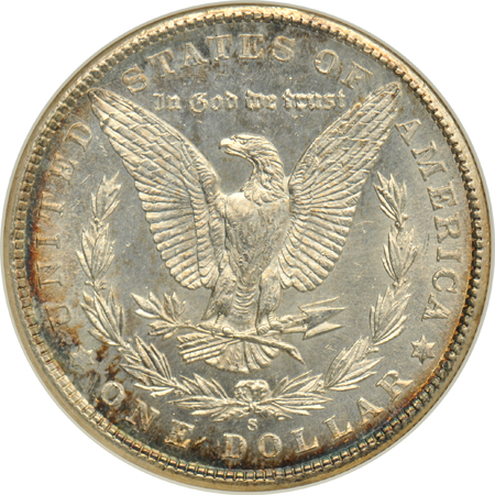 1888-O PCGS MS-63PL (green label), 1897-S ANACS MS-62 DMPL, and a 1900-S ANACS MS-62 PL