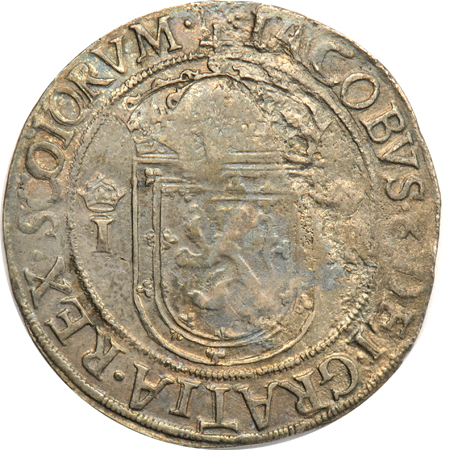 Scotland - 1567 Ryal Sword Dollar (thistle counterstamp), and a 1682 4 Merks
