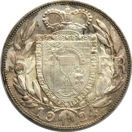 Liechtenstein - 1924 5 Franken