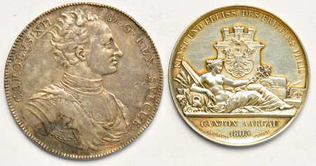 Multiple - Five Swedish and One Swiss Crown size coins